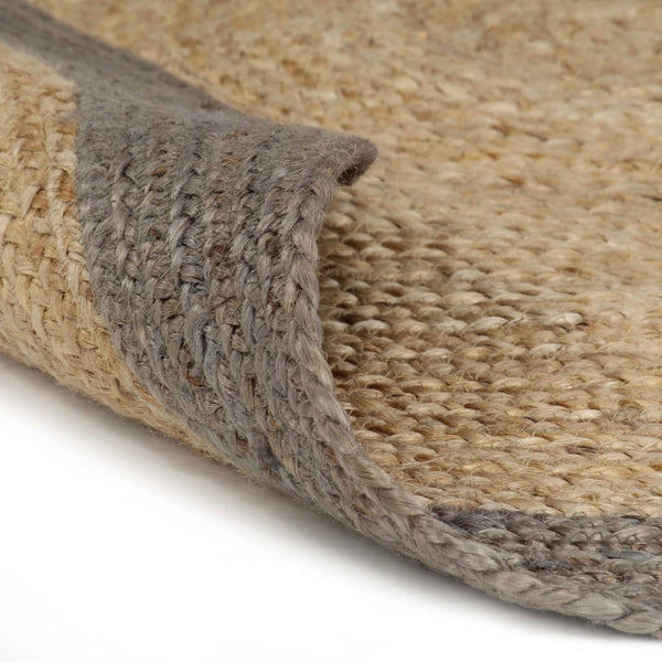 Handgefertigter Jute Teppich mit Grauem Rand 240cm