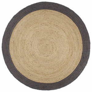 Handgefertigter Jute Teppich mit Dunkelgrauem Rand 240cm