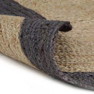 Handgefertigter Jute Teppich mit Dunkelgrauem Rand 240cm