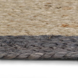 Handgefertigter Jute Teppich mit Dunkelgrauem Rand 240cm