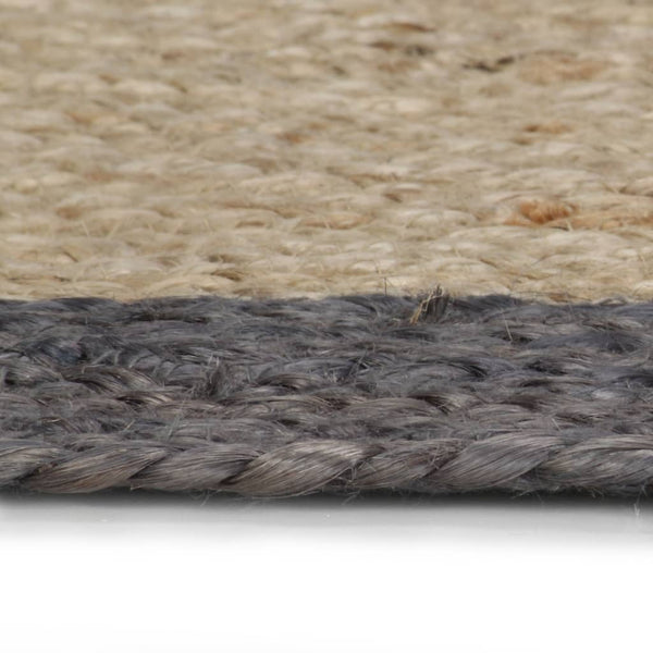 Handgefertigter Jute Teppich mit Dunkelgrauem Rand 240cm