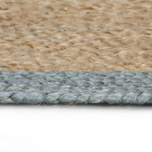 Handgefertigter Jute Teppich mit Olivgrünem Rand 180 cm