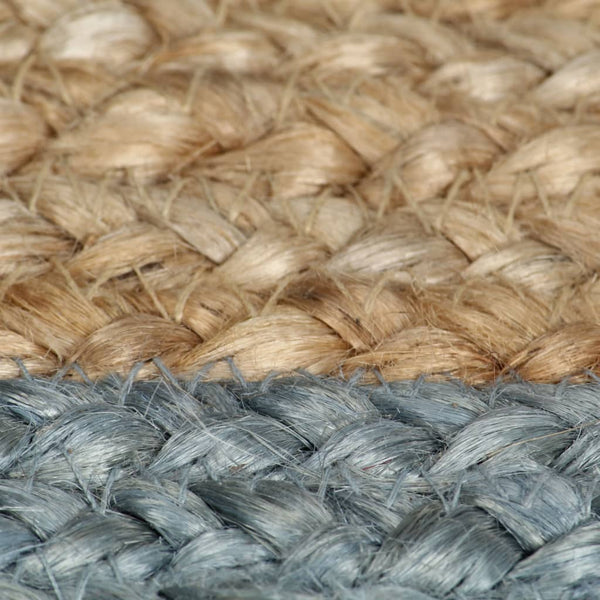 Handgefertigter Jute Teppich mit Olivgrünem Rand 180 cm
