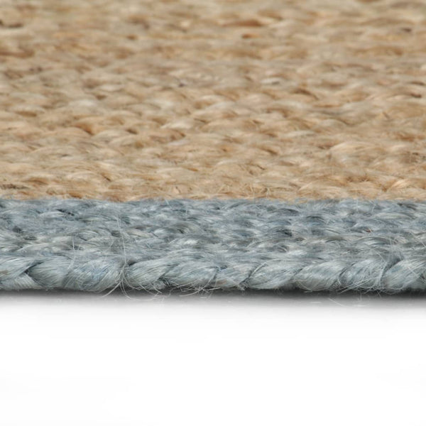 Handgefertigter Jute Teppich mit Olivgrünem Rand 210 cm