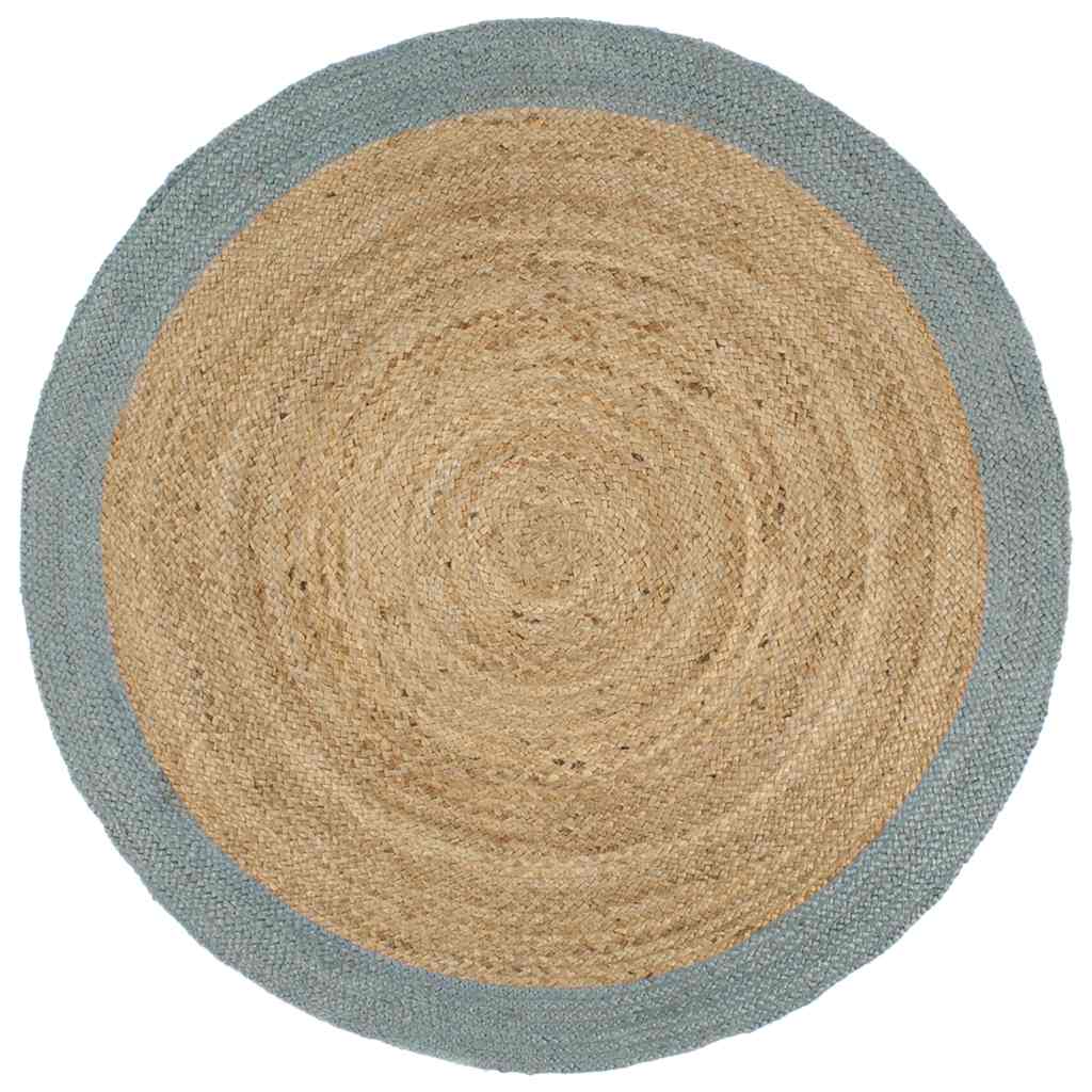 Handgefertigter Jute Teppich mit Olivgrünem Rand 240cm