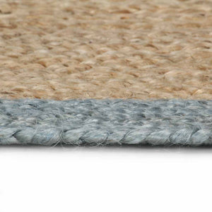 Handgefertigter Jute Teppich mit Olivgrünem Rand 240cm