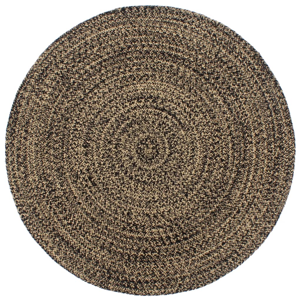 Handgefertigter Jute Teppich 180cm Schwarz Braun