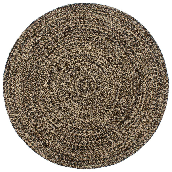 Handgefertigter Jute Teppich 180cm Schwarz Braun