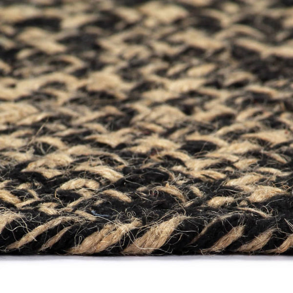 Handgefertigter Jute Teppich Schwarz Braun 210cm