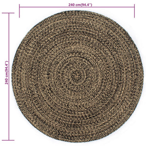 Handgefertigter Jute Teppich, Schwarz/Braun, 240cm