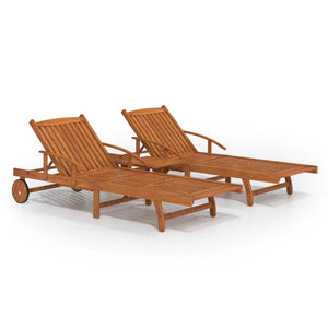 vidaXL Sun Loungers 2 pcs. with Table Solid Acacia Wood