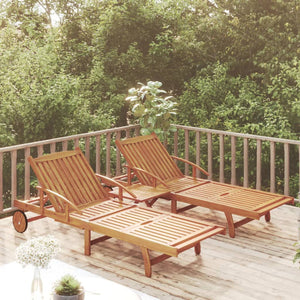vidaXL Sun Loungers 2 pcs. with Table Solid Acacia Wood