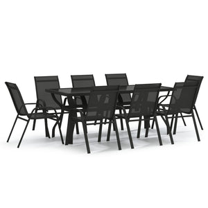 vidaXL 9-piece Garden Dining Set Black