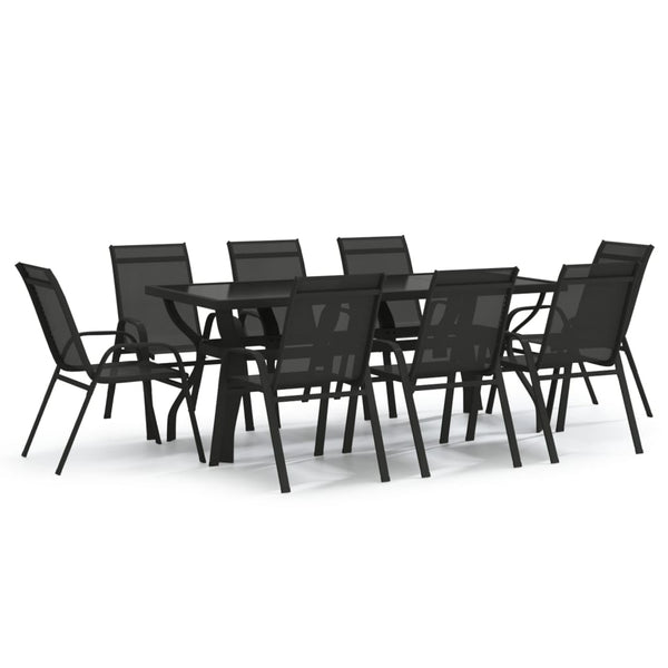 vidaXL 9-piece Garden Dining Set Black