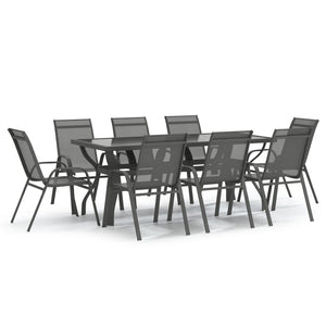 vidaXL 9-piece Outdoor Dining Set Grey and Black