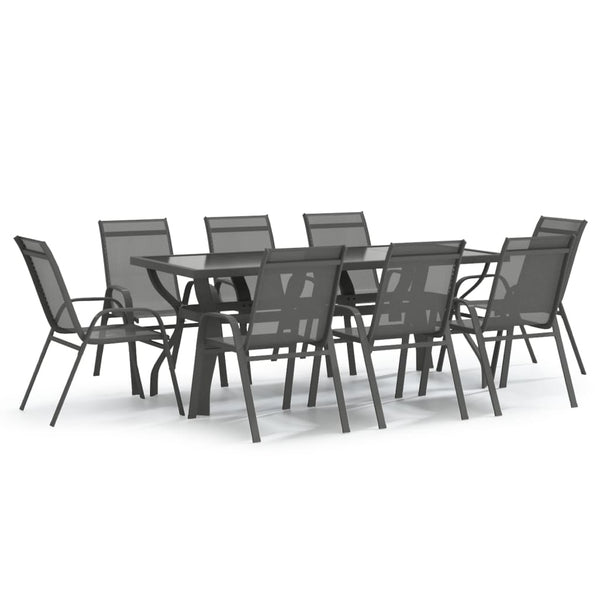 vidaXL 9-piece Outdoor Dining Set Grey and Black