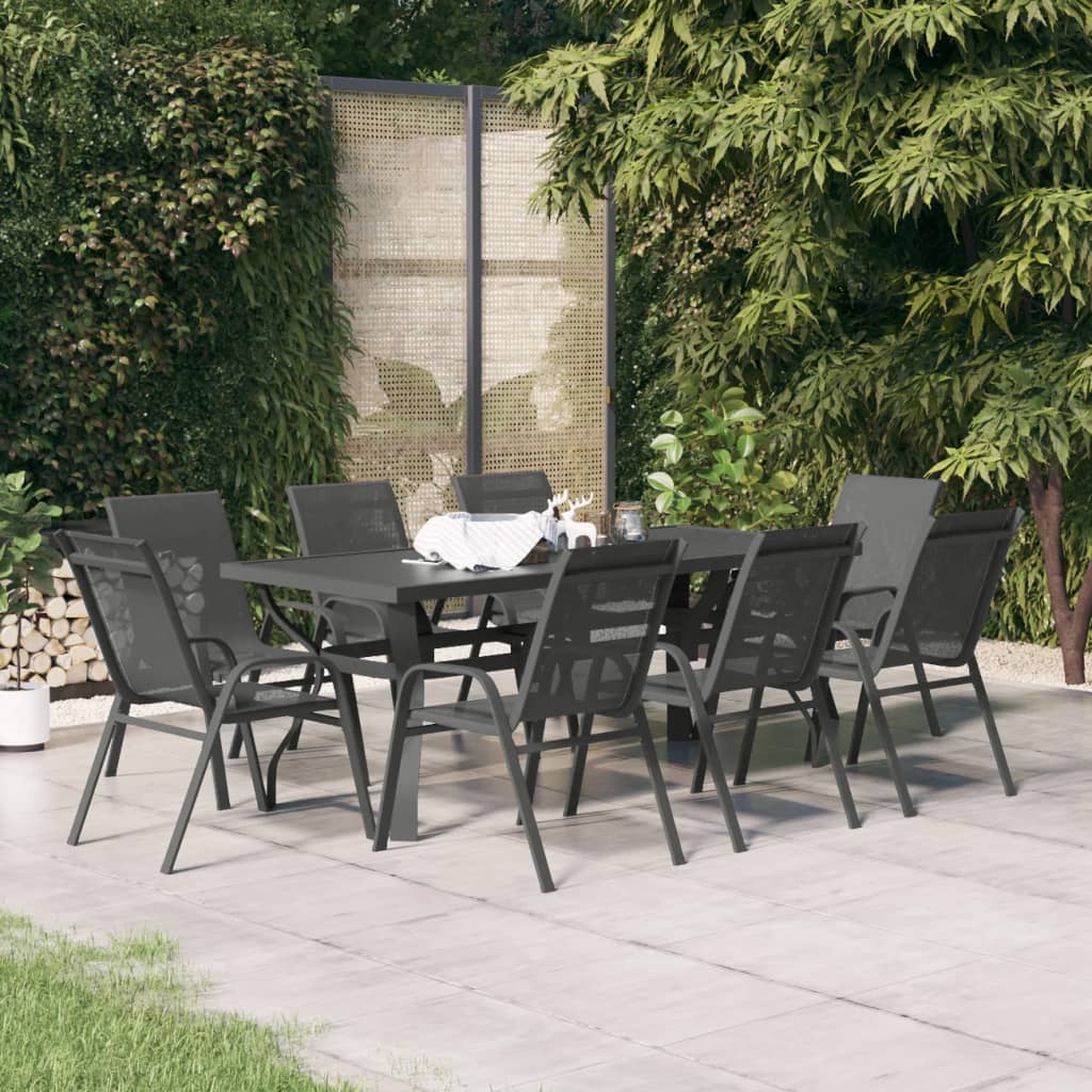 vidaXL 9-piece Outdoor Dining Set Grey and Black