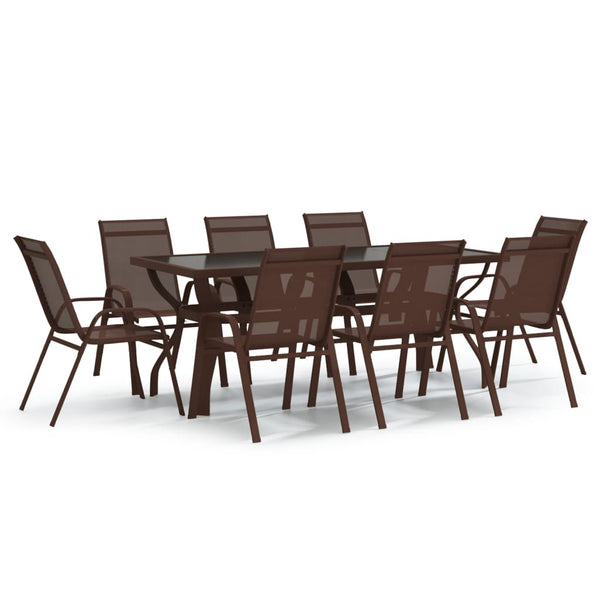 vidaXL 9-piece Garden Dining Set Brown and Black