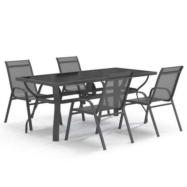 vidaXL 5-piece Garden Dining Set Grey and Black