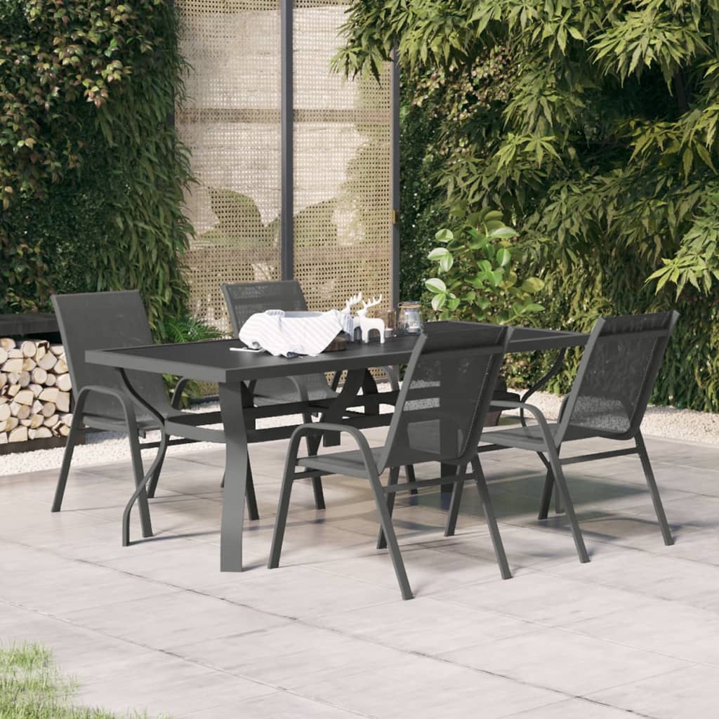vidaXL 5-piece Garden Dining Set Grey and Black
