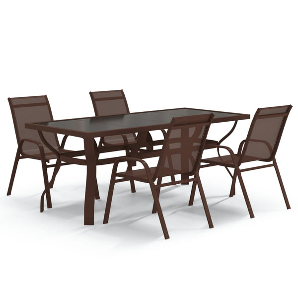 vidaXL 5-Piece Garden Dining Set Brown and Black