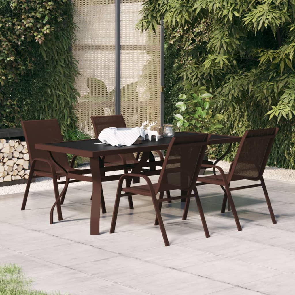 vidaXL 5-Piece Garden Dining Set Brown and Black