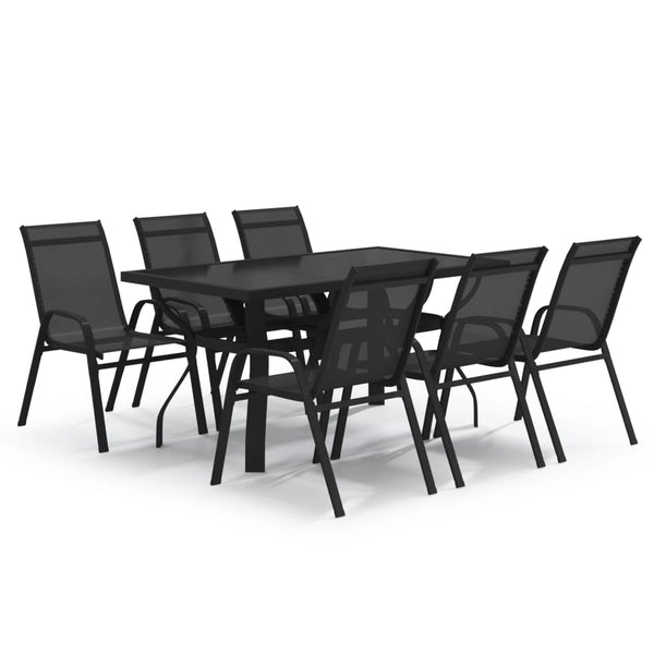vidaXL 7-Piece Outdoor Dining Set Black