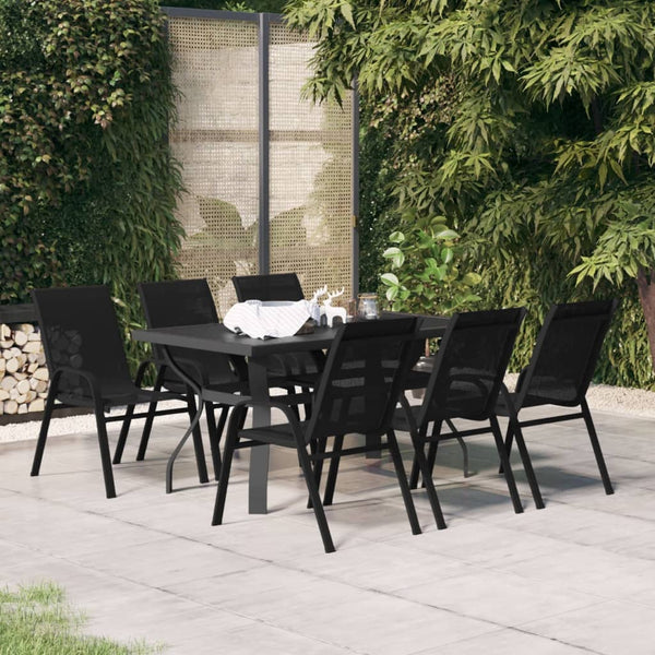 vidaXL 7-Piece Outdoor Dining Set Black