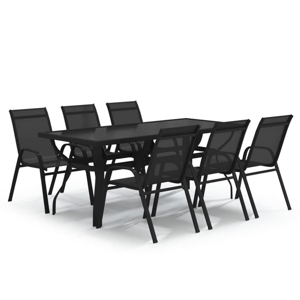 vidaXL 7-Piece Outdoor Dining Set Black