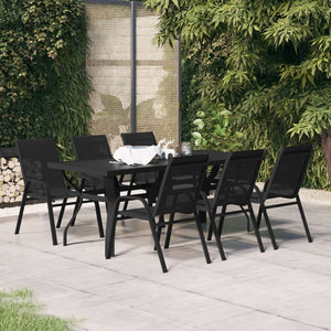 vidaXL 7-Piece Outdoor Dining Set Black