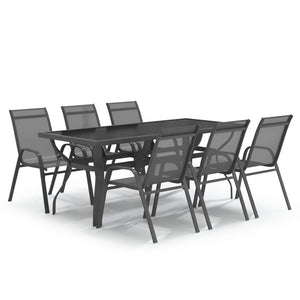 vidaXL 7-Piece Garden Dining Set Grey and Black