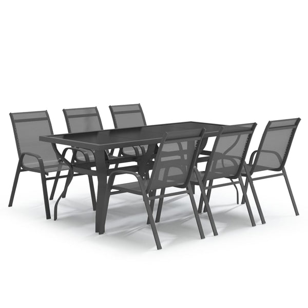 vidaXL 7-Piece Garden Dining Set Grey and Black
