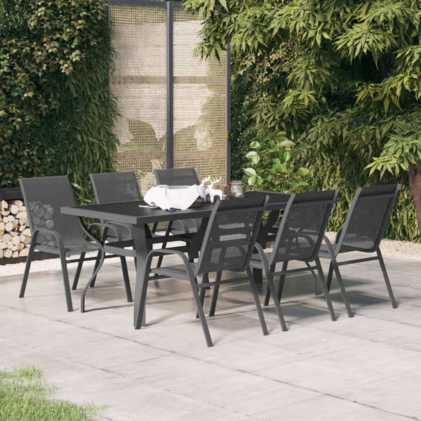 vidaXL 7-Piece Garden Dining Set Grey and Black