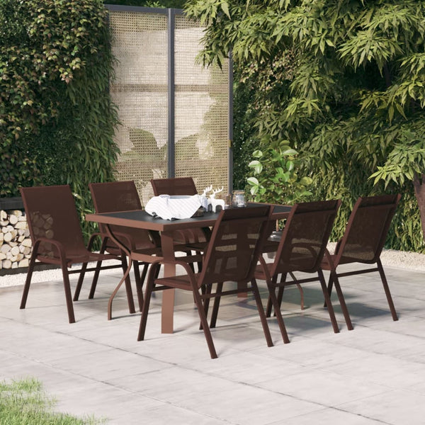 vidaXL 7-Piece Garden Dining Set Brown and Black