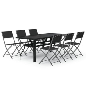 vidaXL 7-Piece Garden Dining Set Grey and Black