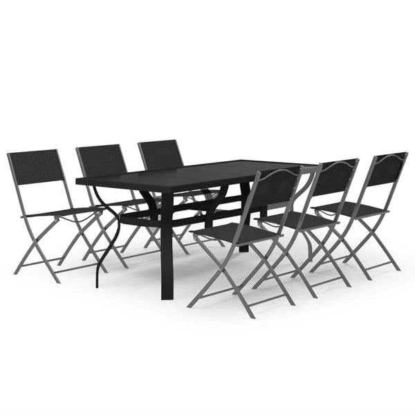 vidaXL 7-Piece Garden Dining Set Grey and Black