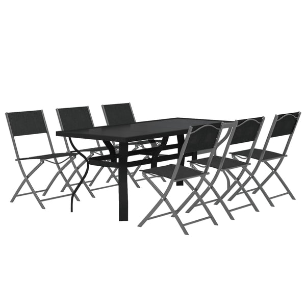 vidaXL 7-Piece Garden Dining Set Grey and Black