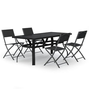 vidaXL 5-piece Garden Dining Set Grey and Black
