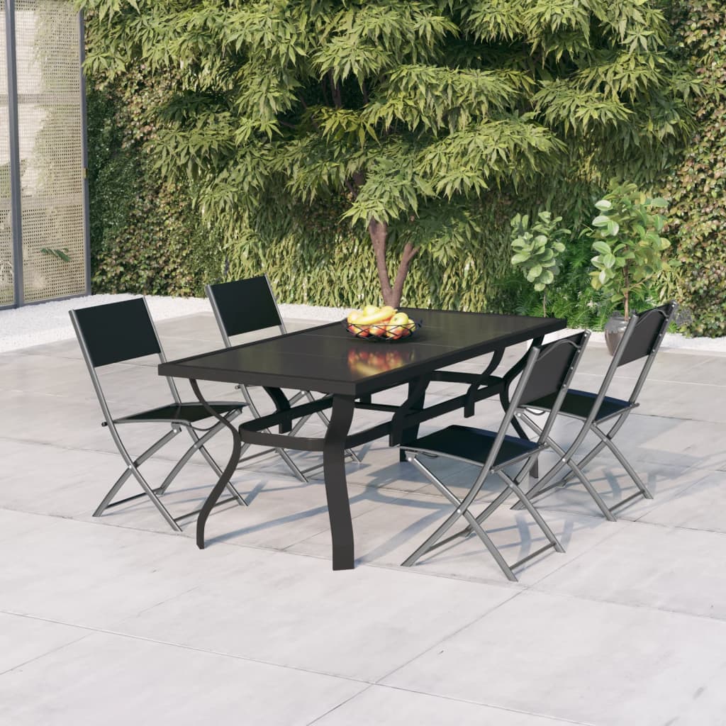 vidaXL 5-piece Garden Dining Set Grey and Black