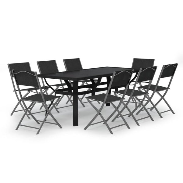 vidaXL 9-piece Outdoor Dining Set Grey and Black