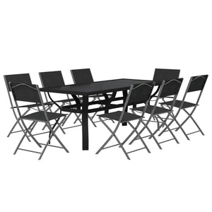 vidaXL 9-piece Outdoor Dining Set Grey and Black