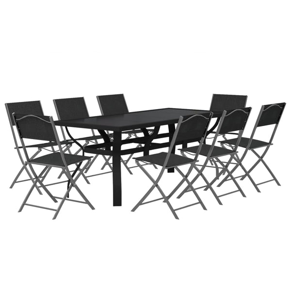 vidaXL 9-piece Outdoor Dining Set Grey and Black
