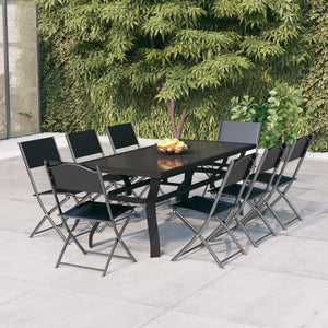 vidaXL 9-piece Outdoor Dining Set Grey and Black