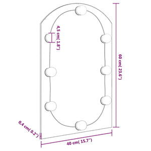 vidaXL Arch-Shaped Mirror with LED Lights 60x40 cm Glass