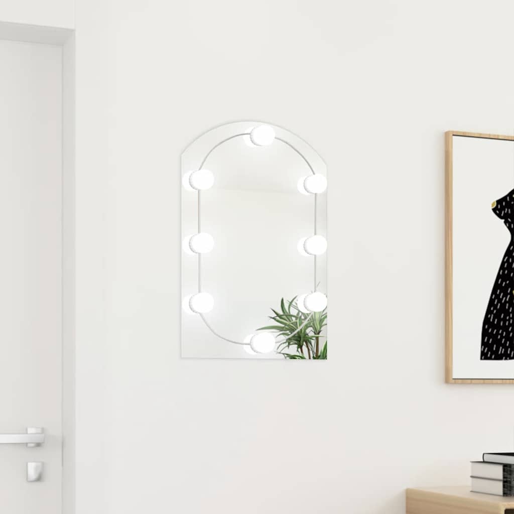 vidaXL Arch-Shaped Mirror with LED Lights 60x40 cm Glass