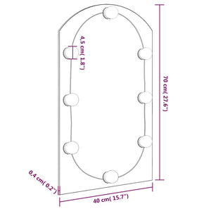 vidaXL Arch-Shaped Mirror with LED Lights 70x40 cm Glass