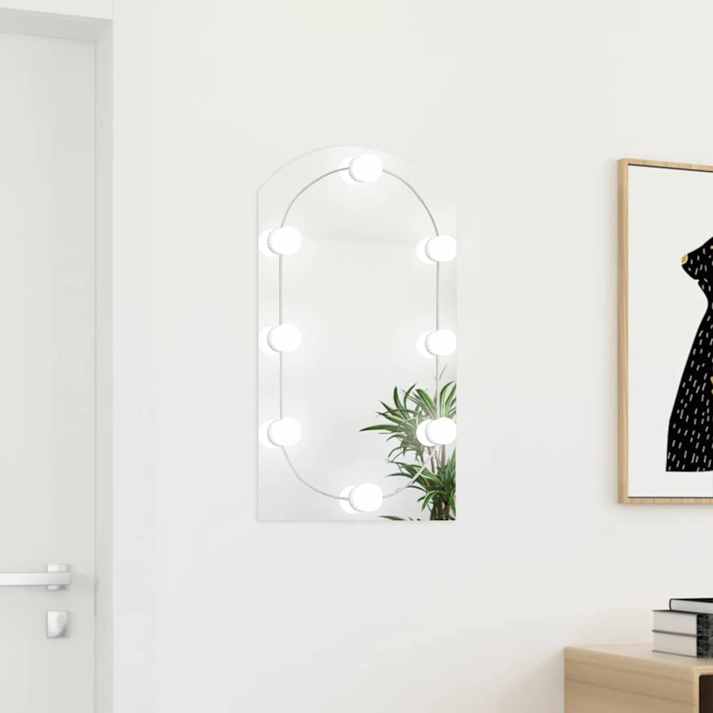 vidaXL Arch-Shaped Mirror with LED Lights 70x40 cm Glass