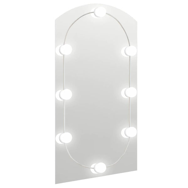 vidaXL Mirror with LED Lights 90x45 cm Glass Arched