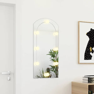 vidaXL Mirror with LED Lights 90x45 cm Glass Arched