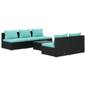 vidaXL 6-Piece Garden Lounge Set with Cushions Poly Rattan Black